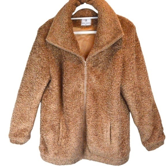 Dudley Stephens Brooklyn Bomber Style Teddy Jacket Coat Golden Wheat Size XXL - Picture 1 of 12
